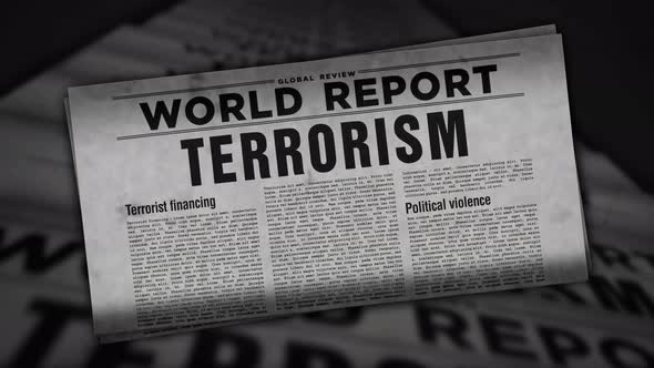 World terrorism and political violence retro newspaper printing press