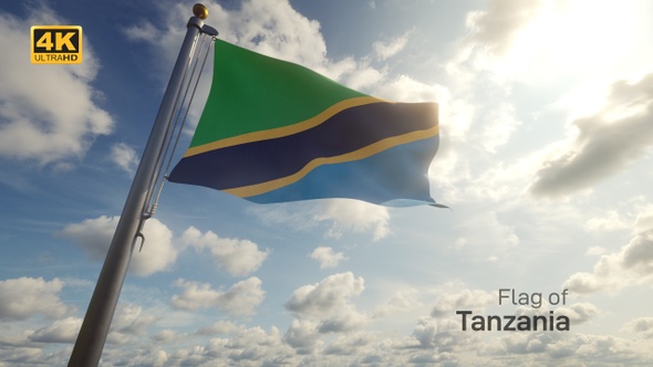 Tanzania Flag on a Flagpole - 4K