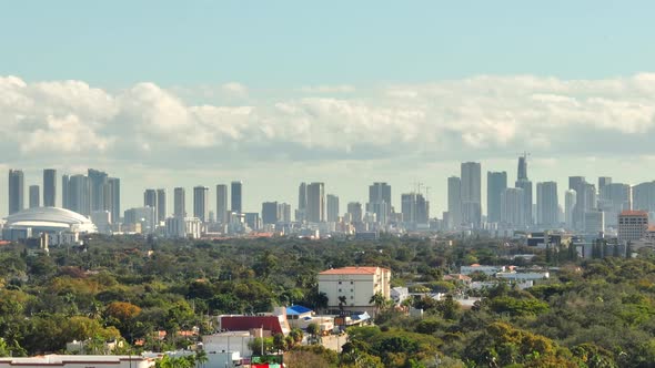 Aerial Panorama Downtown Miami 4k