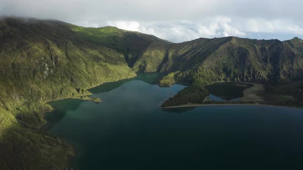 Aerial View of Agua de Alto and Lagoa do Fogo, Azores, Portugal.