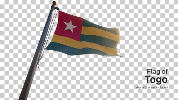 Togo Flag on a Flagpole with Alpha-Channel