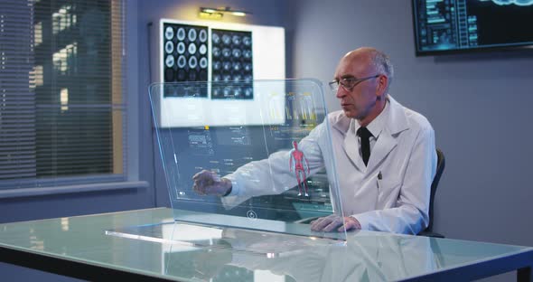 Doctor Using Transparent Display Screen