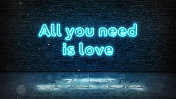 All You Need Is Love - Neon Sign Quote Blue