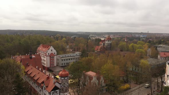 Water tower of Svetlogorsk in springtime