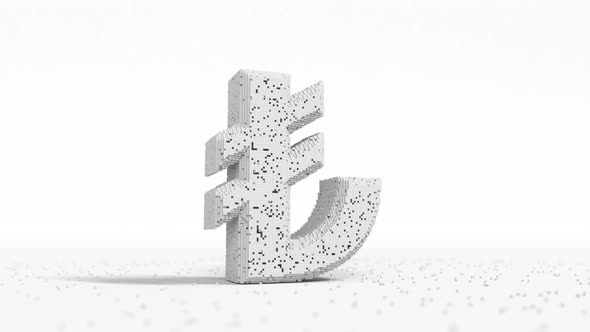 Damaged Lira Sign Made of White Blocks alt