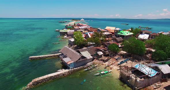 Flight Over the Island. Pandanon Island. Cebu. 03.2016. Aerial 