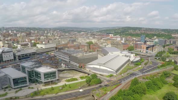 Sheffield Aerial Views over city park.