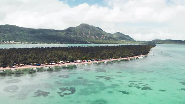 Aerial View From Drone of Benitiers Island Mauritius