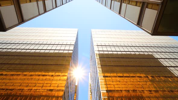 POV View of City Skyline Buildings Modern Skyscraper Buildings Banks