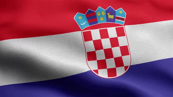 Croatia Flag Seamless Closeup Waving Animation