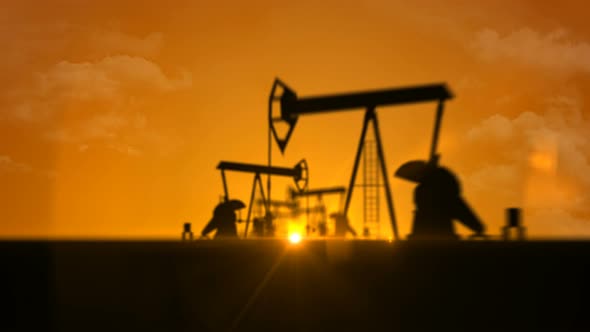 Oil Rig at Sunset Zoom out Loop alt