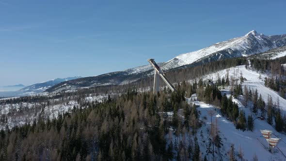 Aerial view of Strbske pleso in Tatras in Slovakia