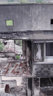 Vertical Video of War in Ukraine  Destroyed House