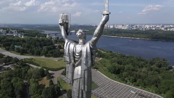 Kyiv, Ukraine: Aerial View of the Motherland Monument