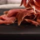 Sliced jamon on a wooden board, breakfast. - VideoHive Item for Sale