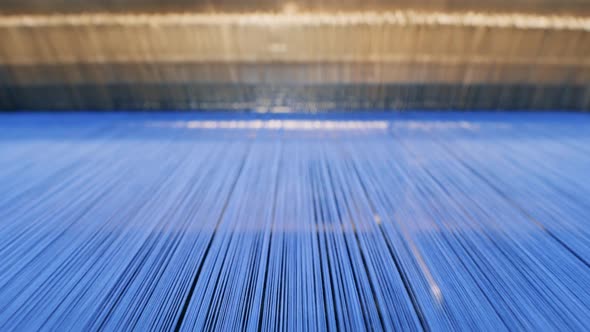 Lines of Coloured Threads Inserted Into a Weaving Machine