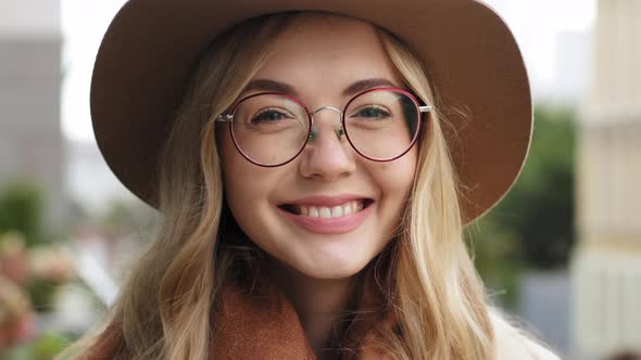 Closeup Attractive Woman Smiling Broadly Looking at Camera Young Happy Girl with Healthy White Teeth