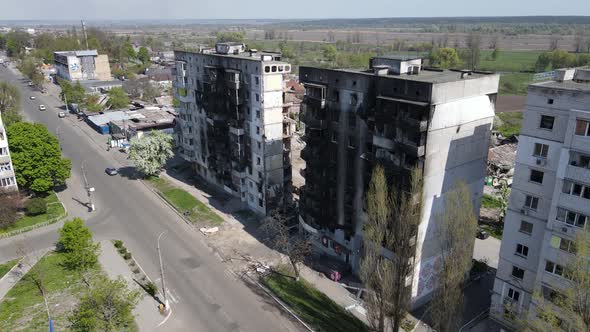 Consequences of the War  Ruined Residential Building in Borodyanka Ukraine