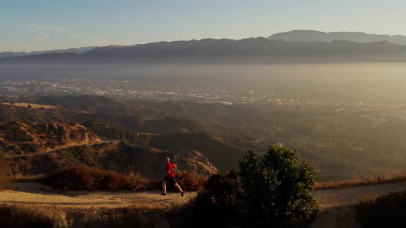 A man going for his morning workout in the hills above Hollywood