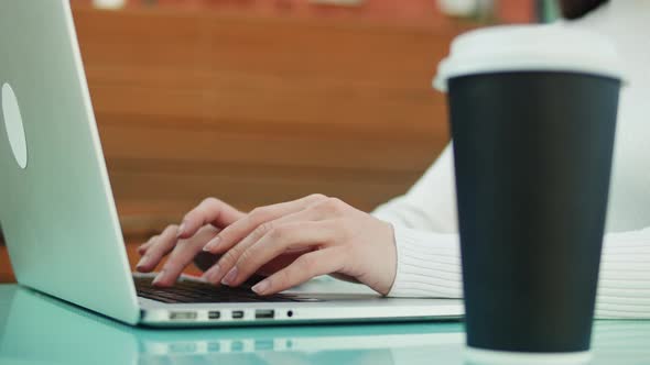 Woman Freelancer Working on Laptop Outdoor