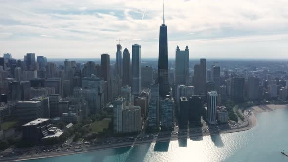 Modern Downtown Chicago Architecture at Sunset USA Contemporary City