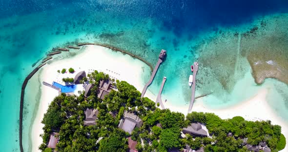 Natural overhead clean view of a sunshine white sandy paradise beach and blue sea background in hi r