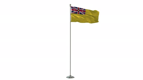 Niue Looping Of The Waving Flag Pole With Alpha