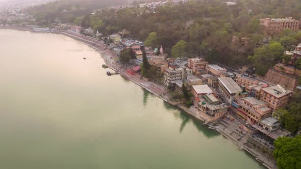 Aerial view on Rishikesh, India, 4k drone footage