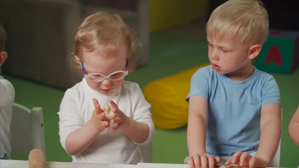 Baby Girl Explore Dough