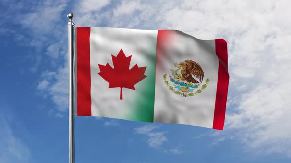 Flag of Canada and Mexico with Sky Background