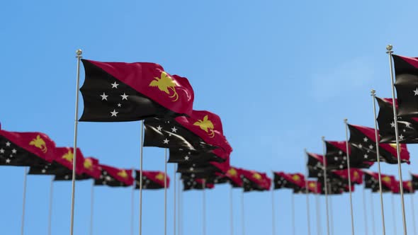 Papua New Guinea Row Of Flags Animation