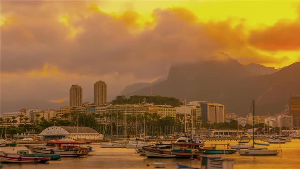 Sped up view of boats on Guanabara Bay in Rio.