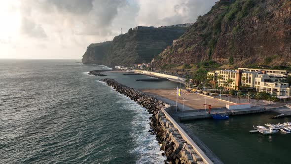 Coastline of Madeira Portugal Beautifull Sunny Island the Atlantic Ocean Aerial Drone View