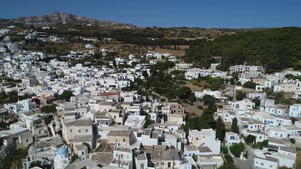 Village of Lefkes on the island of Paros in the Cyclades in Greece from the sky