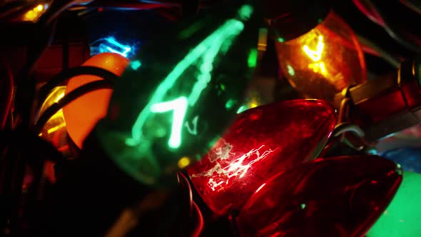 Cinematic, Rotating Shot of ornamental Christmas lights 