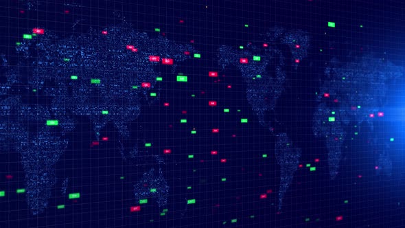 3d Digital Big data Earth Binary code surrounding globe rotating