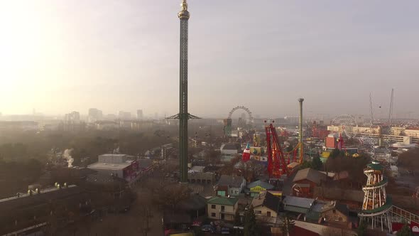 Aerial of Prater with the flying swing