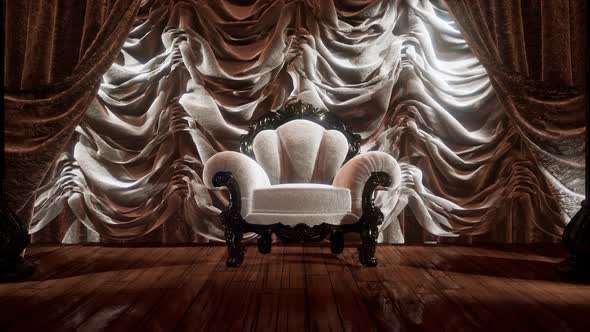 Luxurious Theater Curtain Stage with Chair alt
