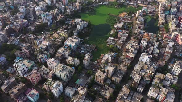 Aerial view of Dhaka City centre, Bangladesh.