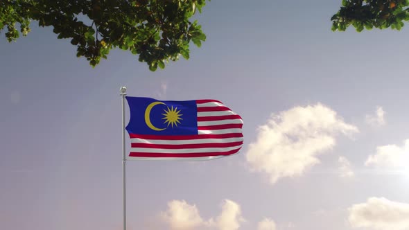 Malaysia Flag With  Modern City 