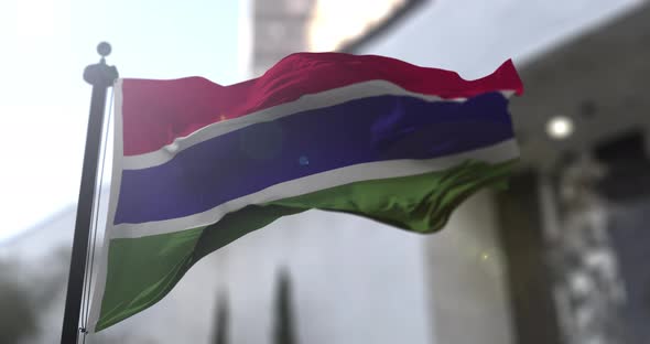 The Gambia national flag waving