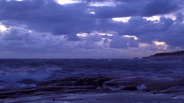 Wave Crashing Rocks Coast