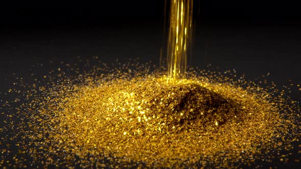 Shiny Gold Particles Falling