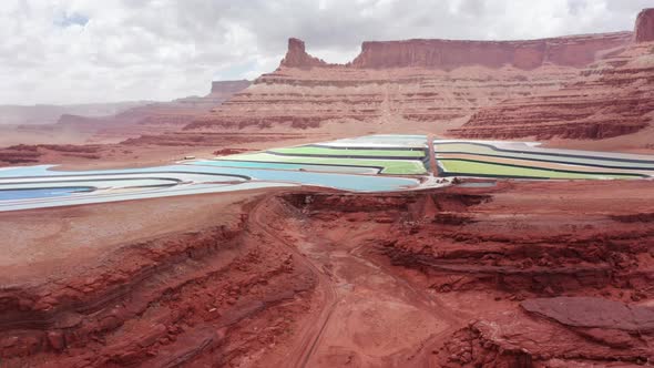 Dead Horse Point State Park Aerial  Footage Scenic Panorama of Potash Ponds