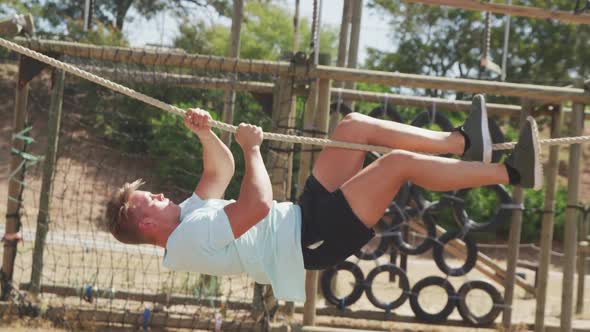 Caucasian male coach training at a boot camp