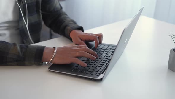 Keyboard Typing Remote Job Man Hands Laptop Desk