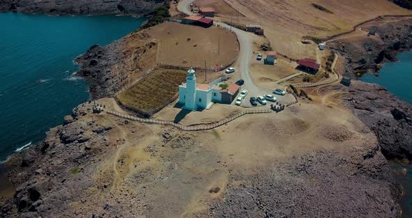 Aerial Lighthouse at Inceburun. Sinop, Turkey. Inceburun is the northernmost point of the Turkey