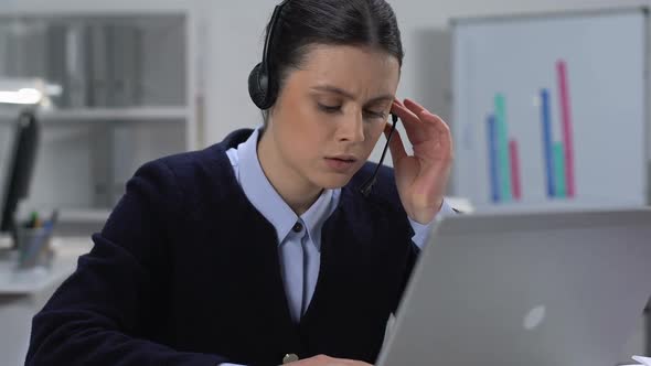 Office Worker in Headset Talking to Client, Support Customer Service, Occupation