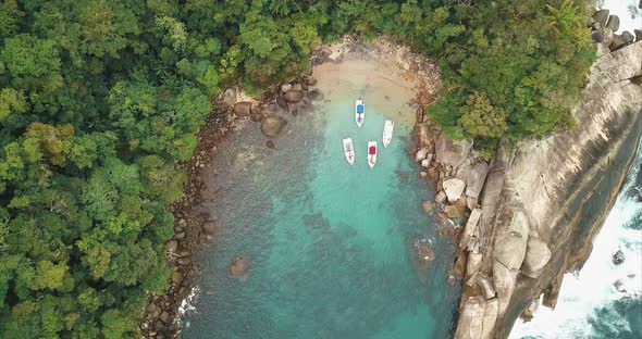 An aerial view of a cove in brazil