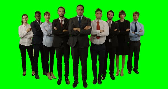 Group of business executives standing with arms crossed